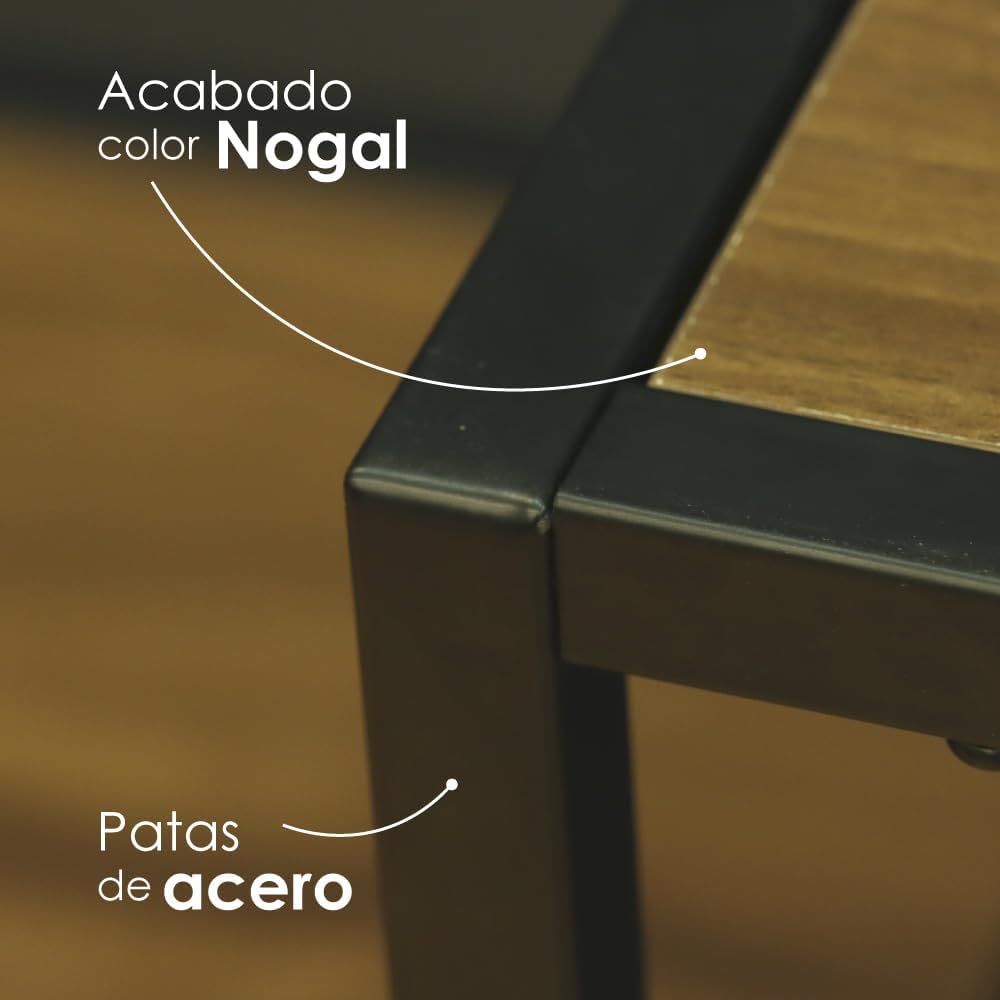 Juego de Comedor Industrial de Madera y Metal | Mesa con Sillas o Bancas | Set para 2 o 4 Personas (4 Sillas - Set para 4 Personas)
