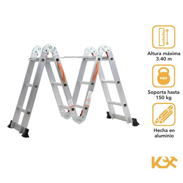 Escalera Multiposiciones De Aluminio 3.5 Metros 12 Peldaños Kingsman KMEM35