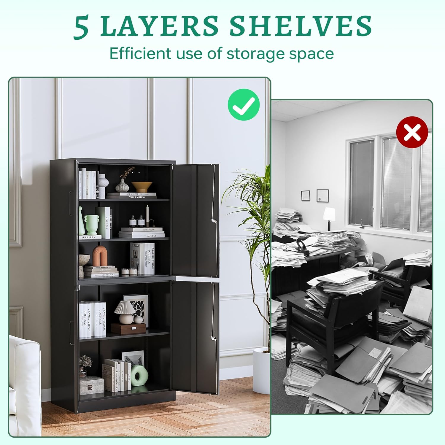 Letaya - Armarios de almacenamiento de metal, 72 pulgadas, clóset de acero con puerta de bloqueo para oficina, hogar, escuela, gimnasio, departamento de bomberos, hotel (color de grano de madera)