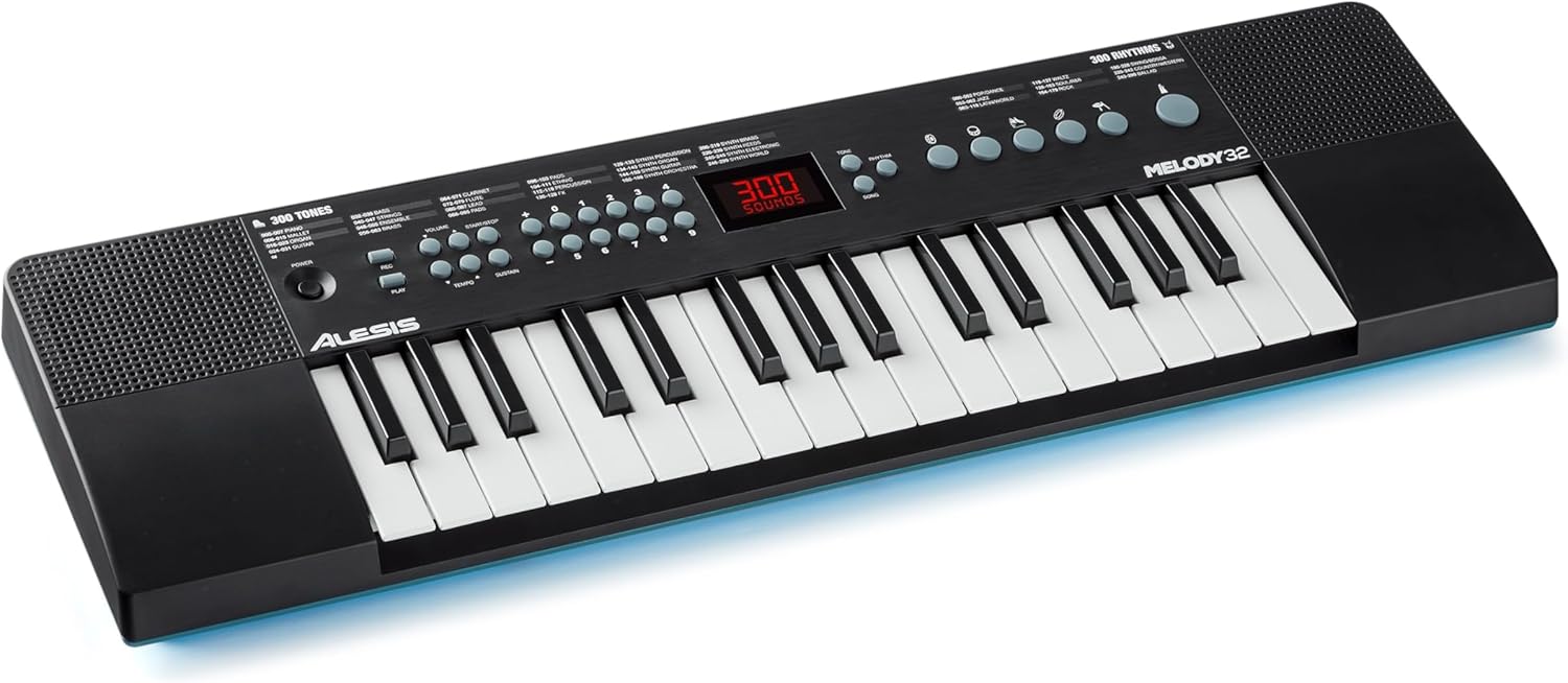 Alesis Melody 61 - Piano eléctrico con 61 teclas, Teclado Musical con altavoces, audífonos, micrófono, soporte para piano, atril y taburete