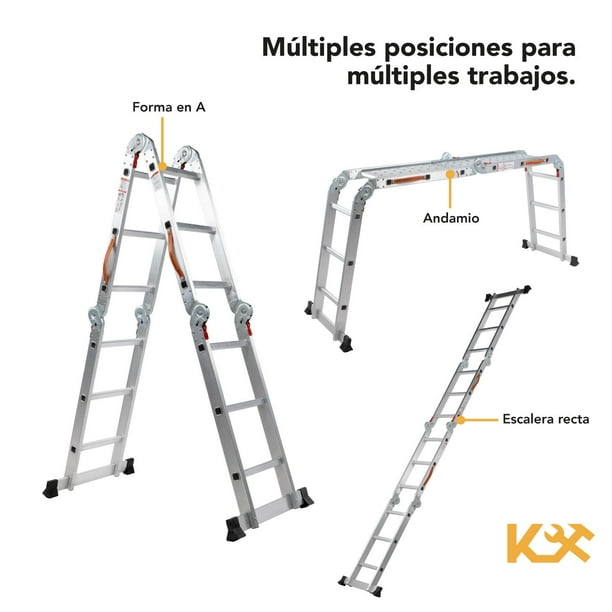 Escalera Multiposiciones De Aluminio 3.5 Metros 12 Peldaños Kingsman KMEM35
