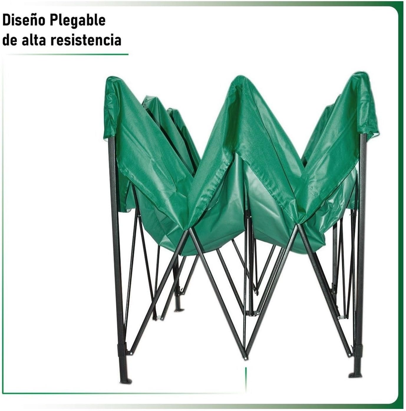 RACK & PACK Carpa 3x3 para Exteriores Lona Jardin Toldo Retractil Estructura de Acero Plegable 3 Ajustes de Altura Impermeabilidad 600D Premium Campismo Facil Armado Fiesta Reunión (Verde)