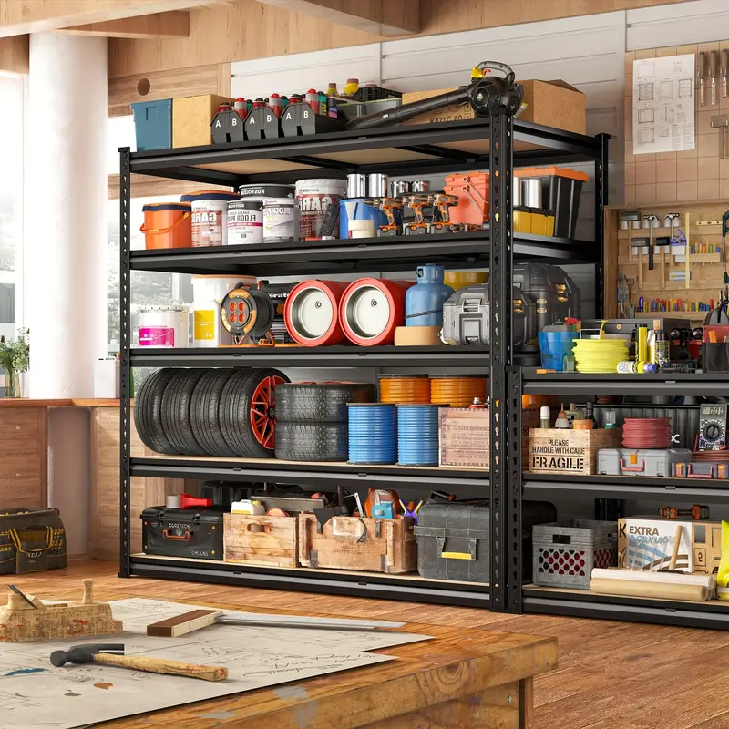 Estantería de garaje de 48.2" de ancho, estantes de almacenamiento de carga pesada de 2600 libras, estantes de metal de 72" de alto para unidades de estantería y almacenamiento, estantes de garaje ajustables para despensa,