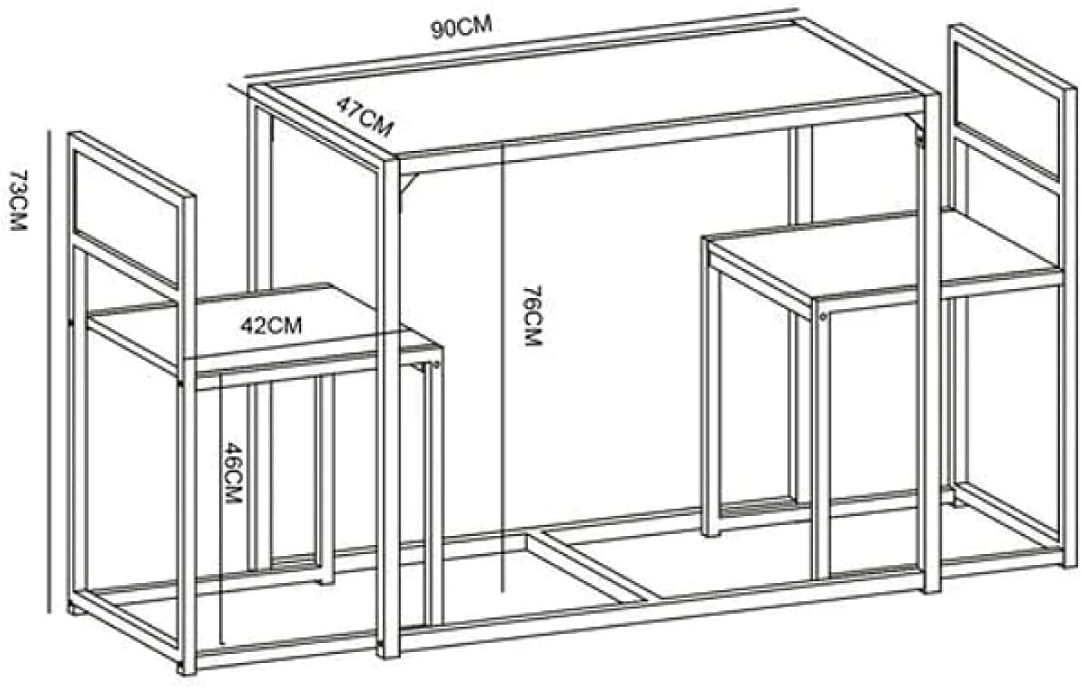 Juego de Comedor Industrial de Madera y Metal | Mesa con Sillas o Bancas | Set para 2 o 4 Personas (4 Sillas - Set para 4 Personas)