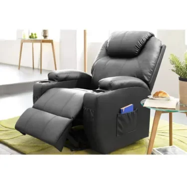 Silla reclinable de piel sintética con función de masaje y calefacción-taza