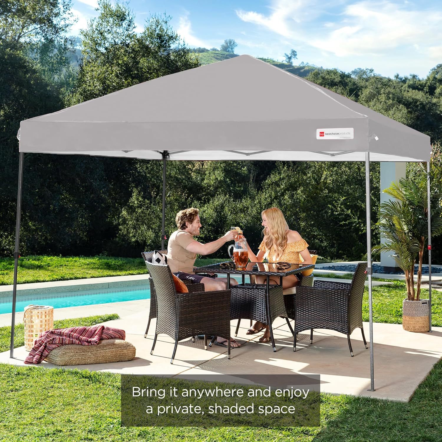 Best Choice Products - Toldo de armado fácil de 1 persona con un botón, tienda portátil e instantánea, funda, 3 x 3 metros, 4 bolsas de peso, color azul