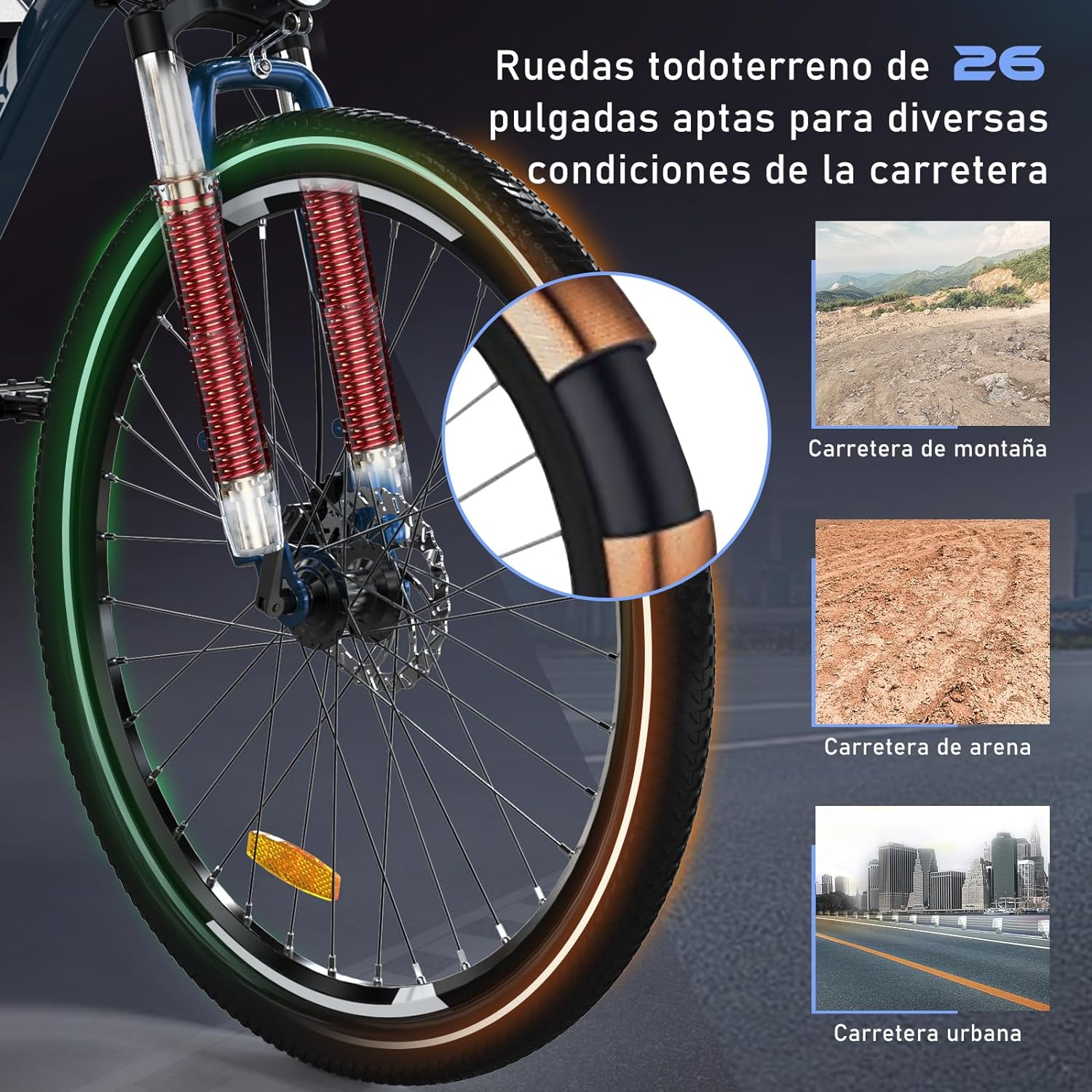 HITWAY - Bicicleta eléctrica para Adultos, Bicicleta E de 26 Pulgadas, 500 W, Bicicleta eléctrica extraíble, 36 V/12 Ah Bicicleta de montaña, Nieve, Playa, con 7 Engranajes