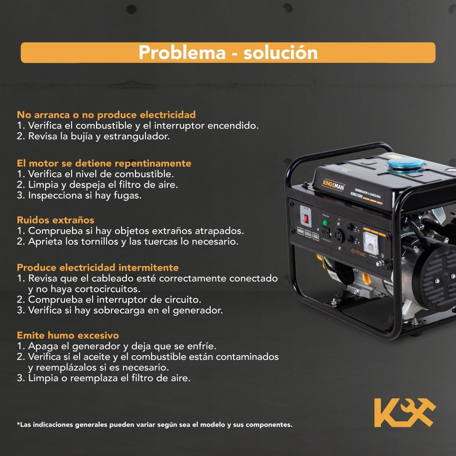 KINGSMAN | Generador Portátil de Energía a Gasolina 3000W - Motor 1 Cilindro 4 Tiempos - Estación de Energía 110/220V - 60Hz - 15L Tanque de Combustible