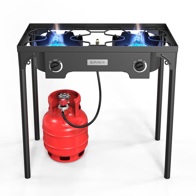 Cocina de gas propano de 1/2/3 quemadores, 75000 BTU/150000 BTU/225000 BTU, quemador de alta presión para exteriores con regulador certificado por CSA, ideal para acampar, preparar cerveza casera, jarabe de arce, cocinar en el patio, freír pavo y conserva