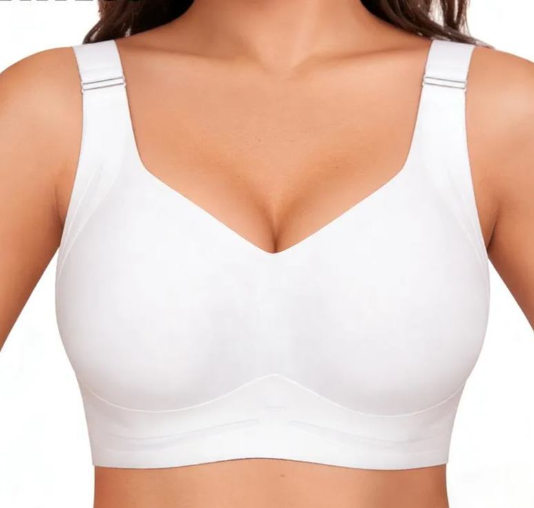 （Versión con hebilla extendida）Sujetador push-up sin costuras FHTECO para mujer, diseño tipo gelatina, sin abultamiento, efecto suavizante y realce, tirantes ajustables, tejido transpirable, costuras reforzadas, sin aros, ideal para el trabajo, el fitness