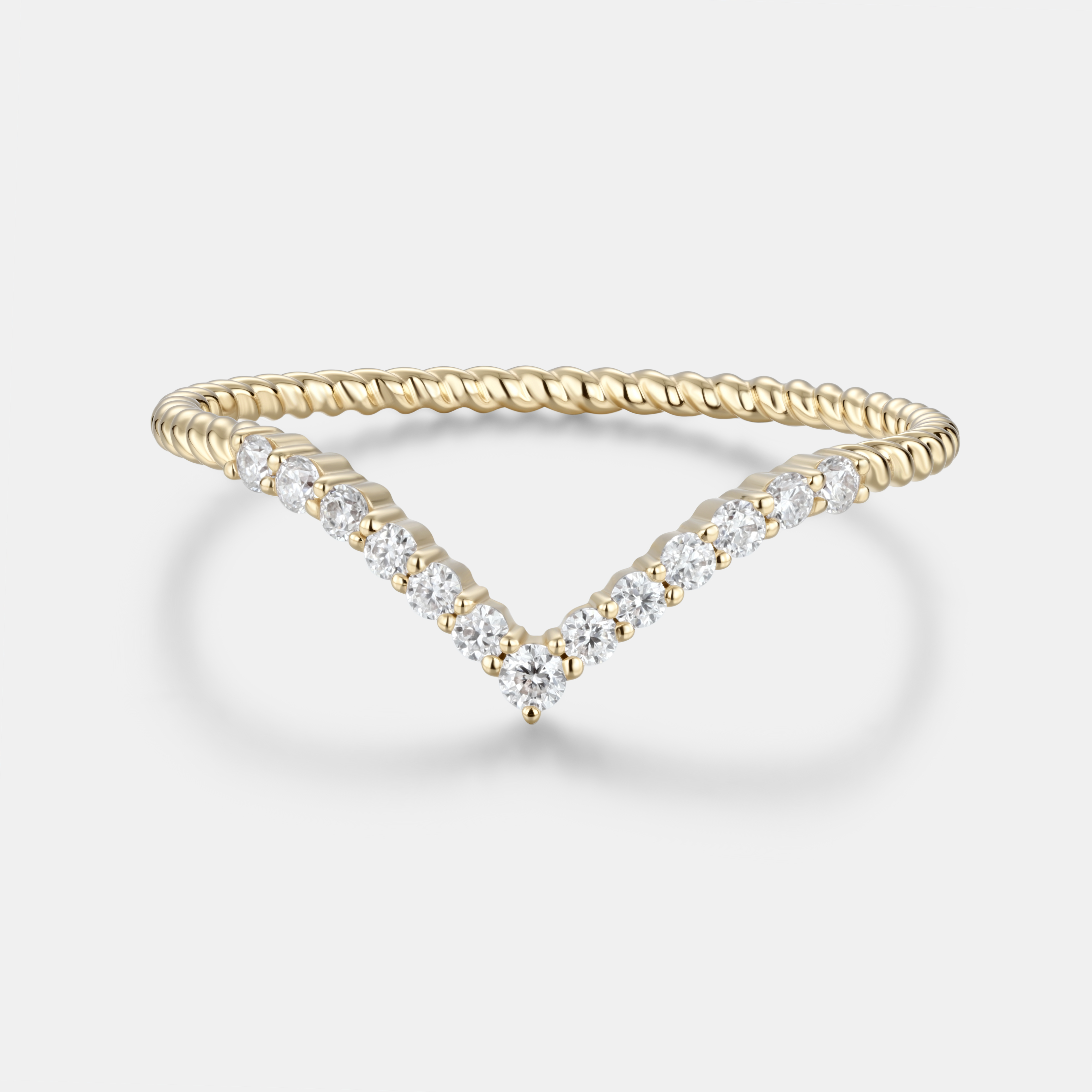 Lucky Gemstones | Round Cut Moissanite Curved Wedding Band | Delicate Rose Gold Twisted Band for Her | Minimalist Design