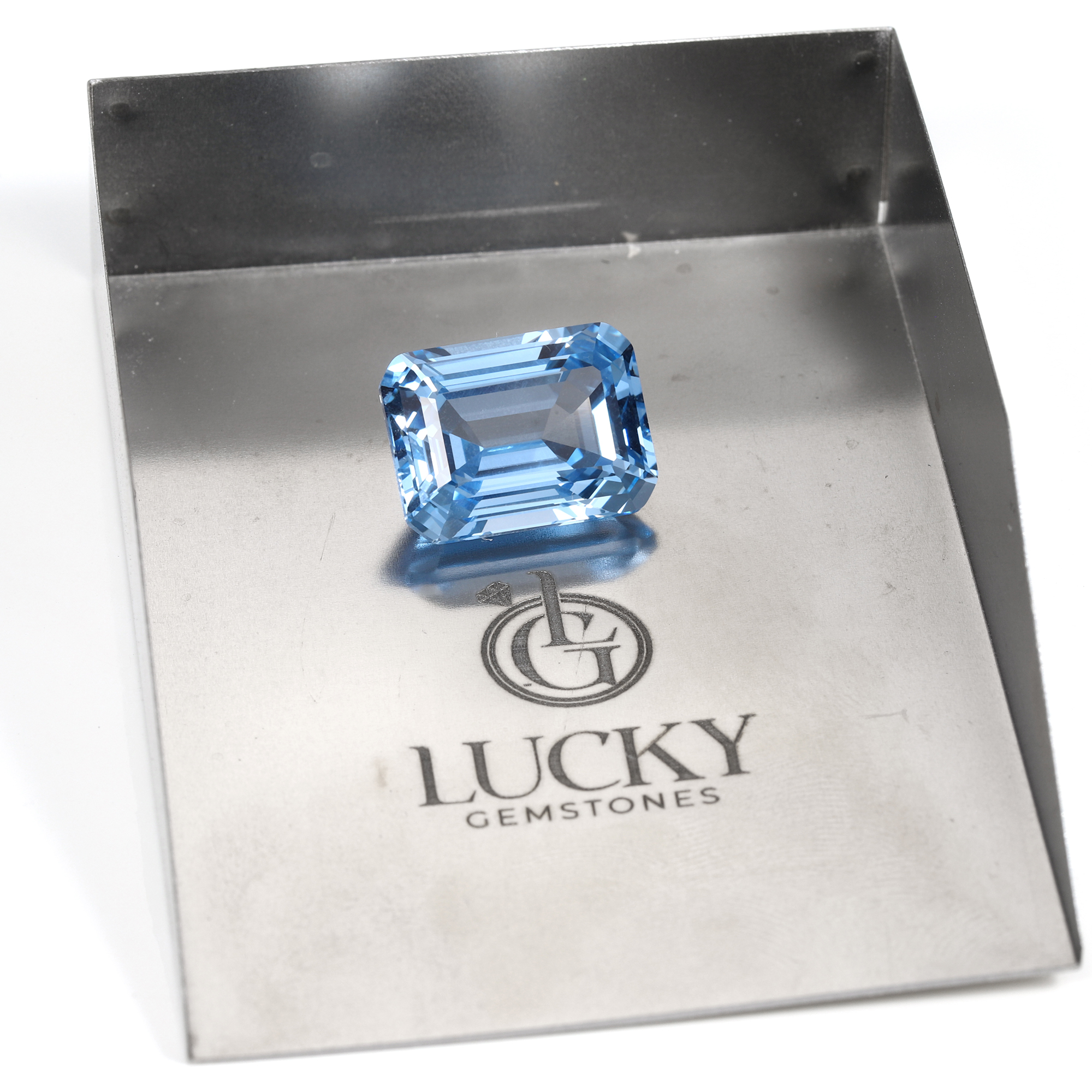  15Carat Emerald Cut  Lab Grown Sky Blue Sapphire