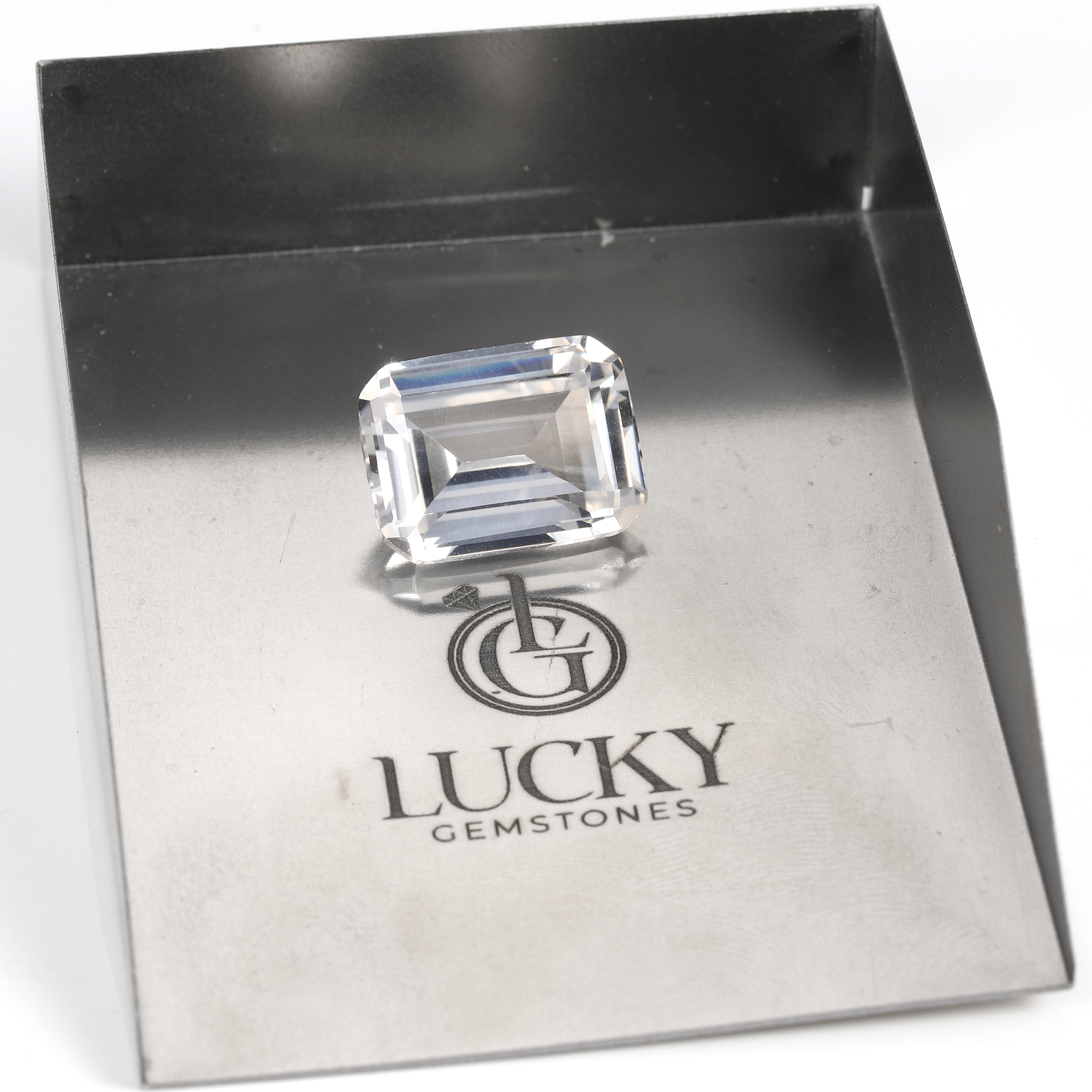 15Carat Emerald Cut Lab Grown White Sapphire
