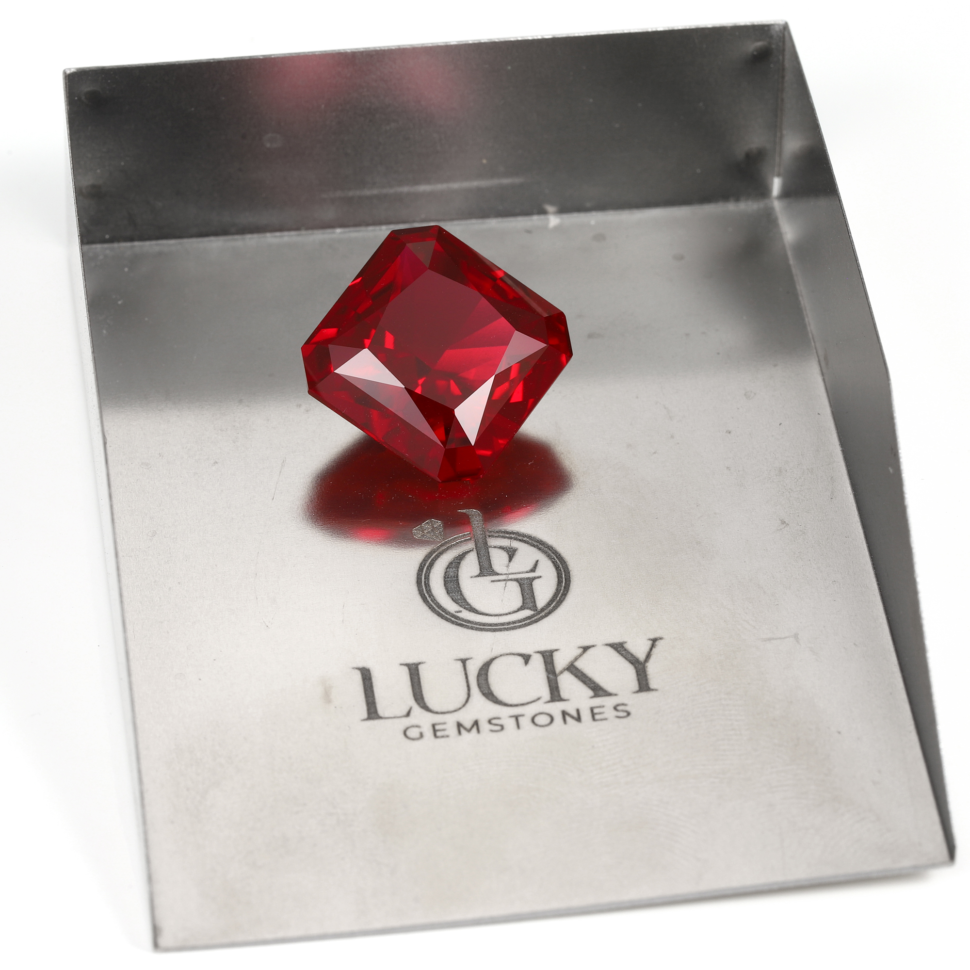 25Carat Radiant Cut Lab Grown Red Ruby