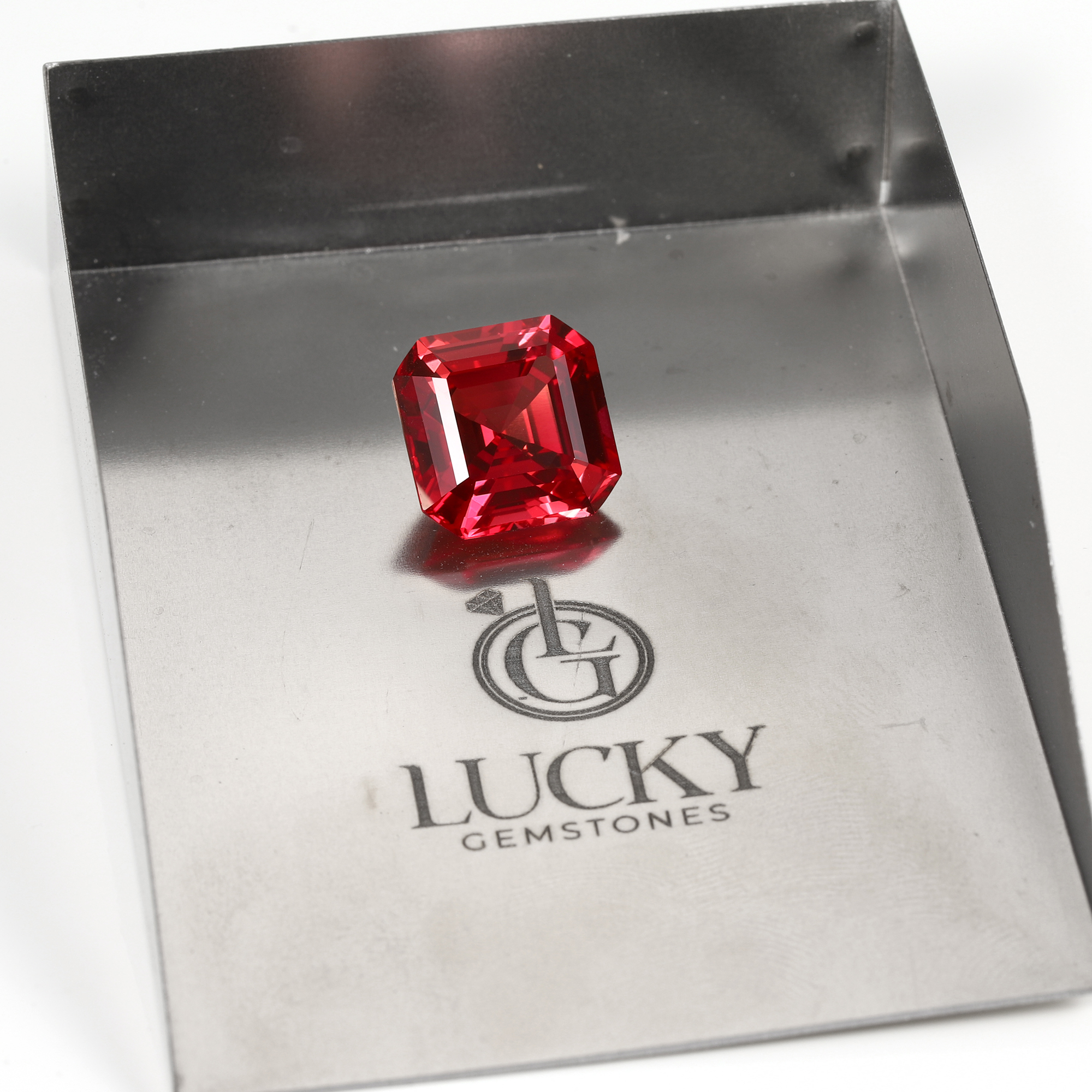 10Carat Emerald Cut Lab Grown Red Ruby