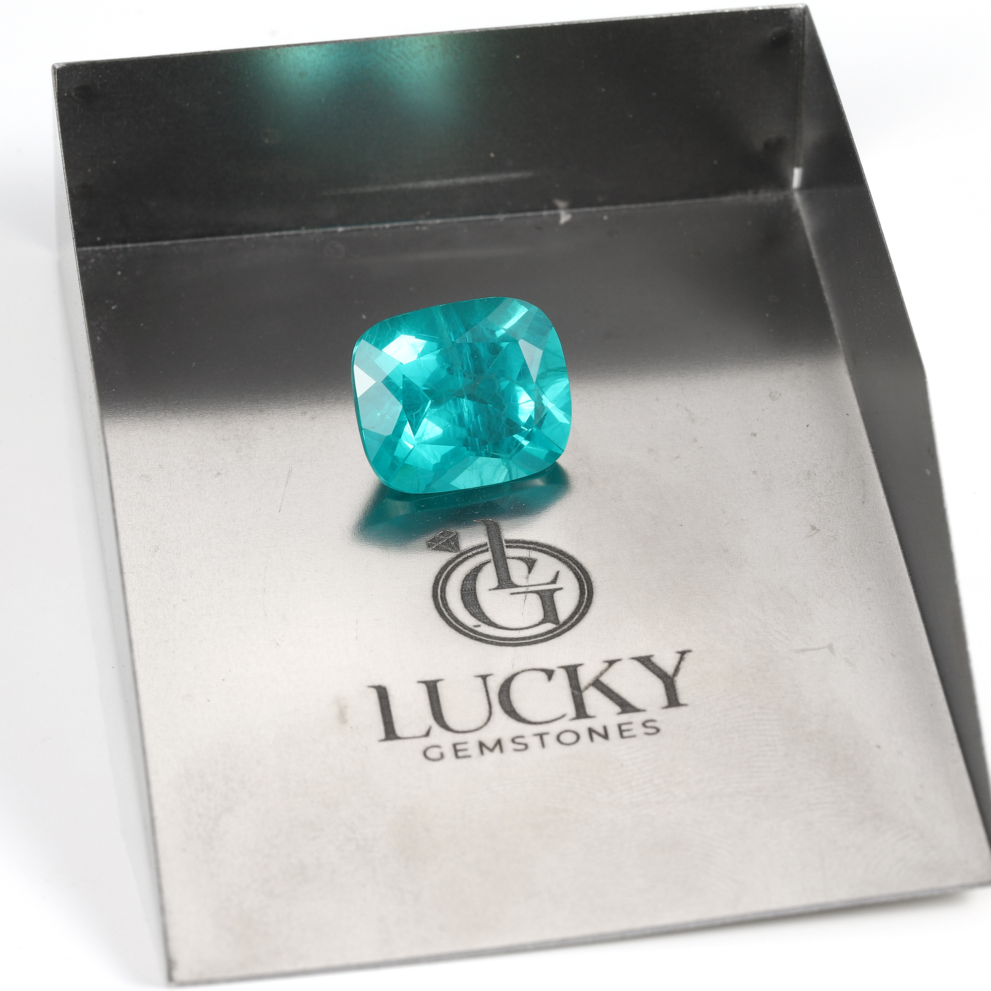15Carat Cushion Cut Lab Grown Green Paraíba