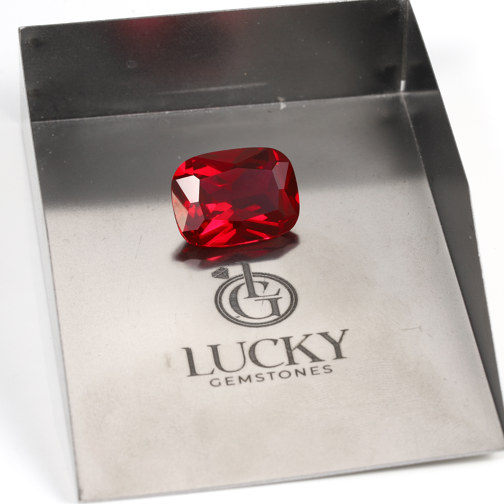 14Carat Cushion Cut Lab Grown Red Ruby