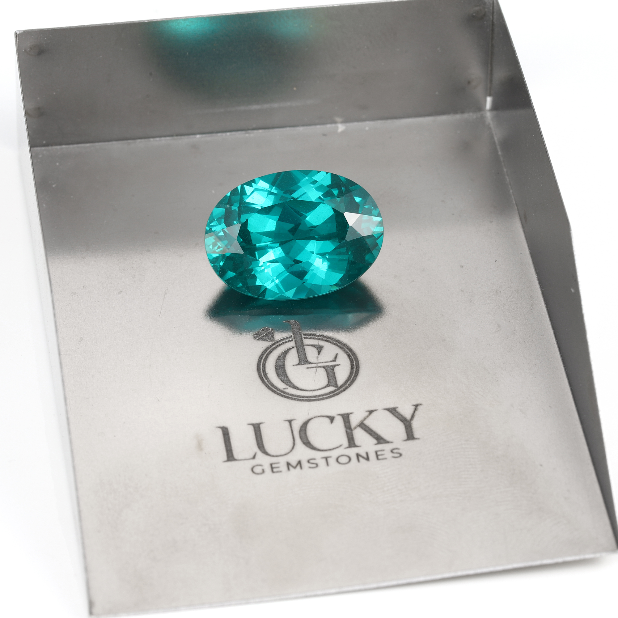 20Carat Oval Cut Lab Grown Blue Green Paraíba
