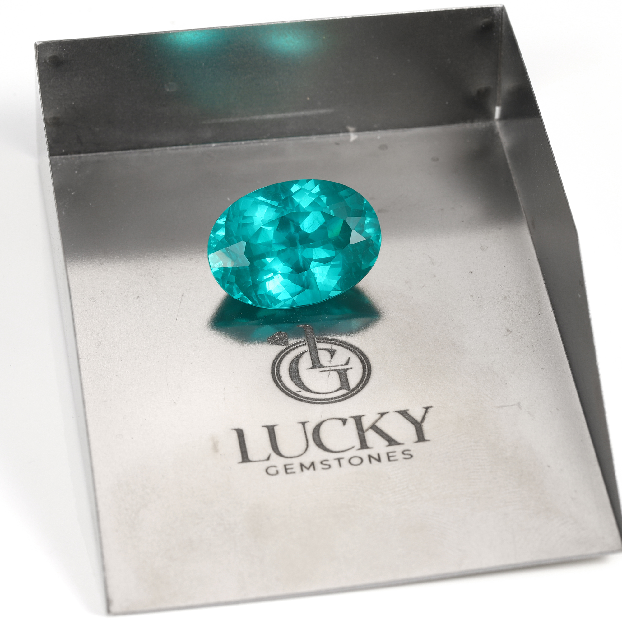 20Carat Oval Cut Lab Grown Blue Green Paraíba