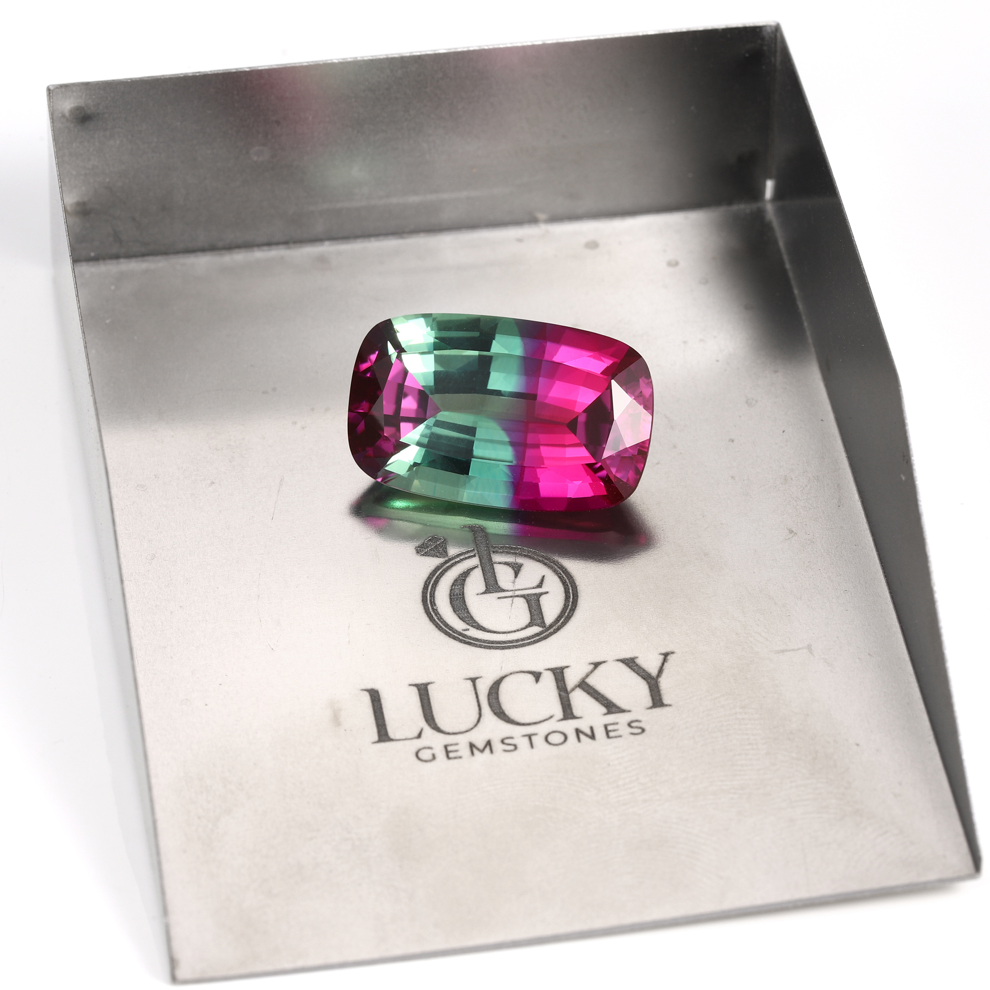 21Carat Fancy Cut Lab Grown Watermelon Sapphire