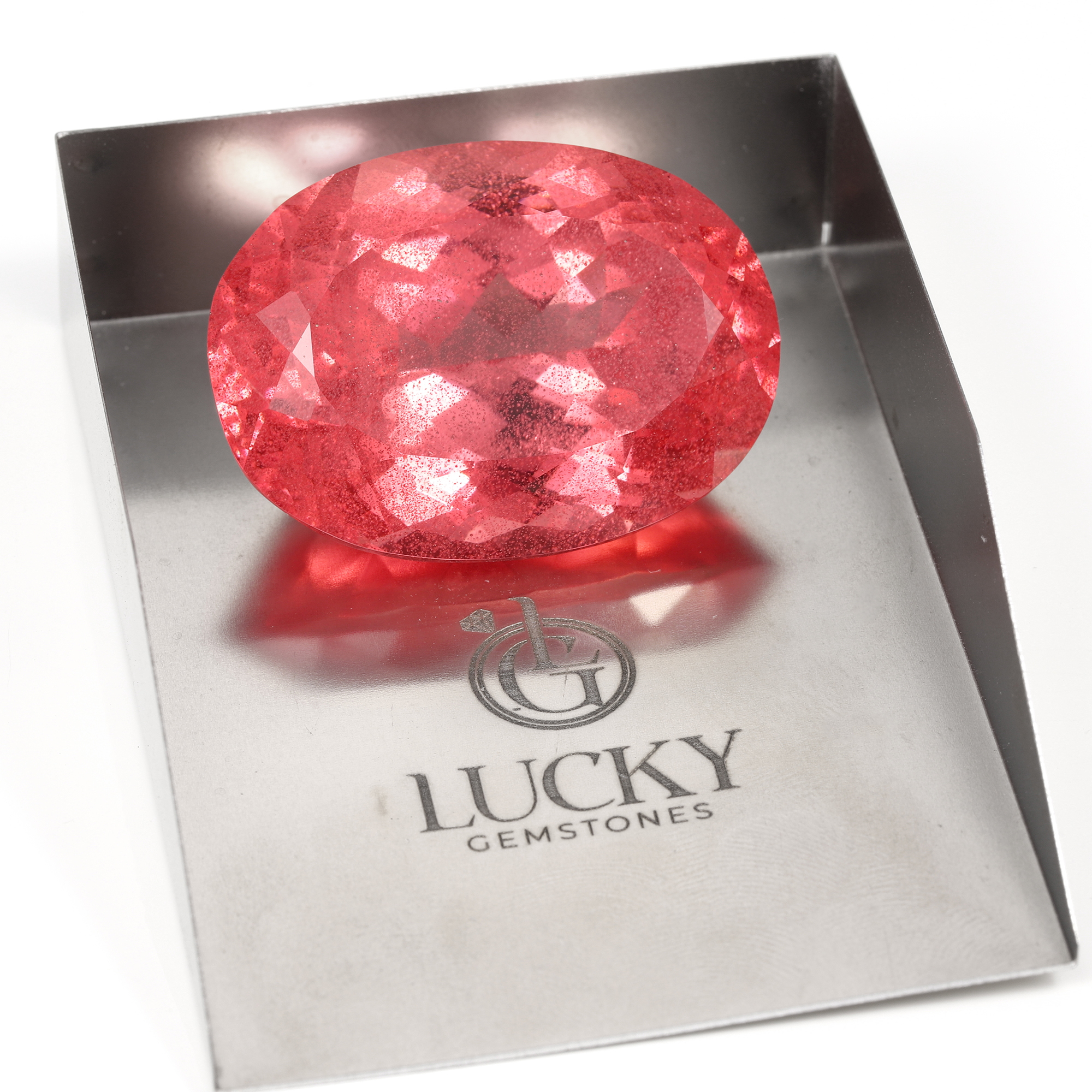 147Carat Oval Cut Lab Grown Pink Padparadscha
