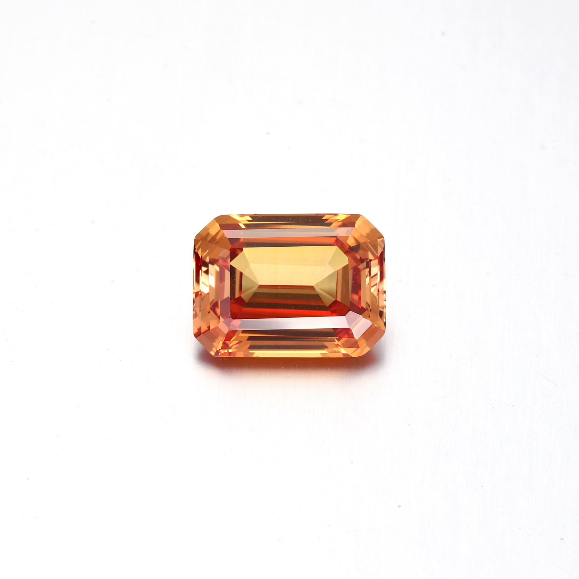 18CT Emerald Cut Lab Grown London Orange Sapphire