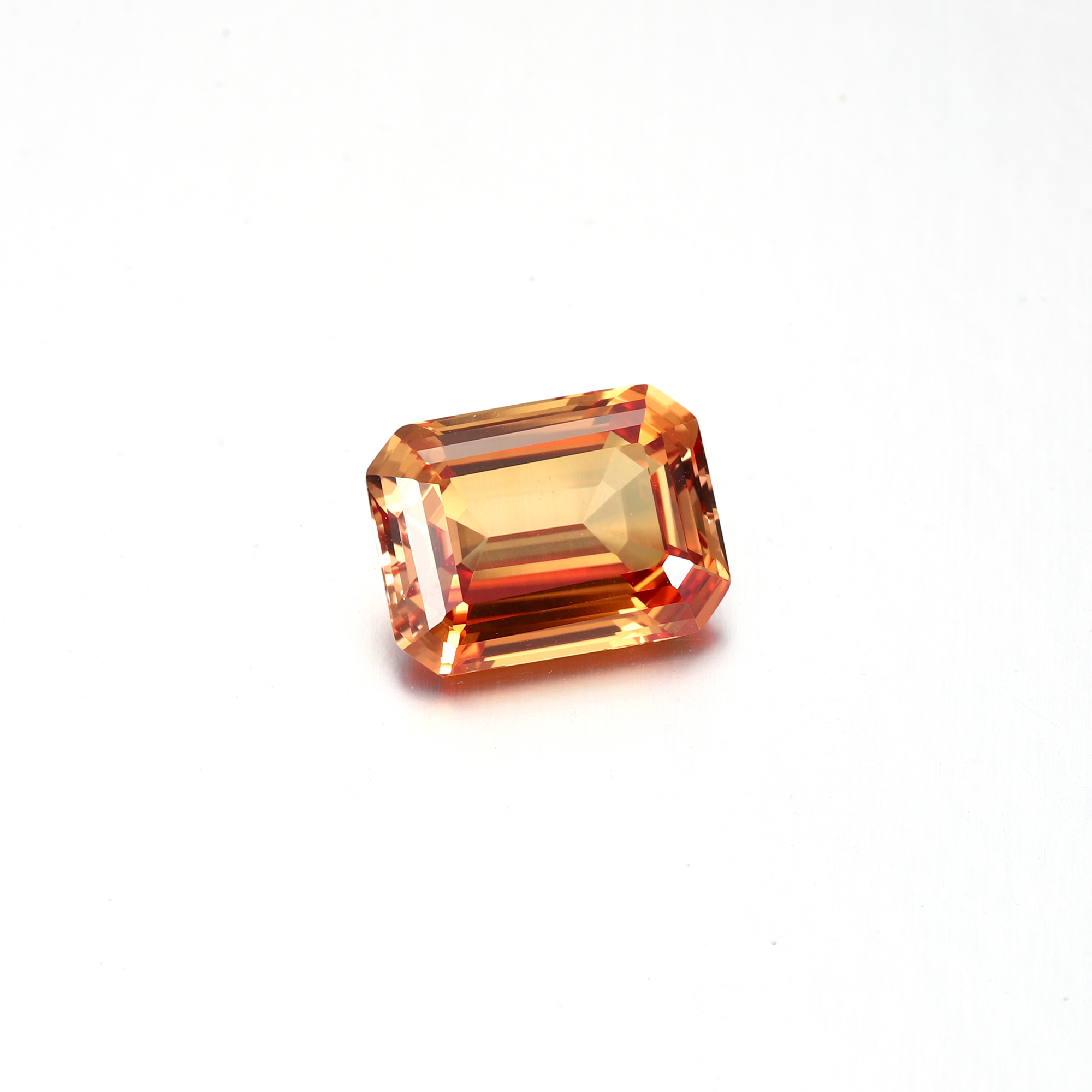 18CT Emerald Cut Lab Grown London Orange Sapphire