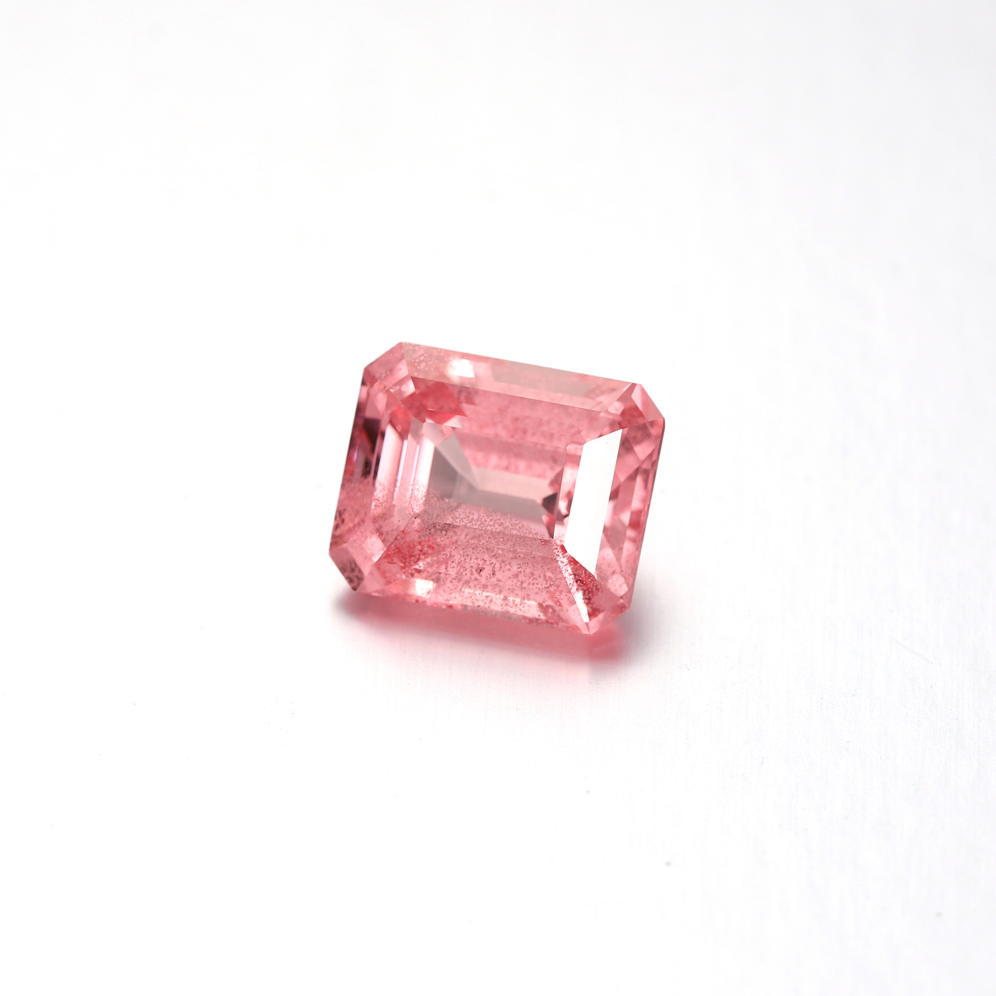23Carat Emerald Cut Lab Grown Pink Padparadscha