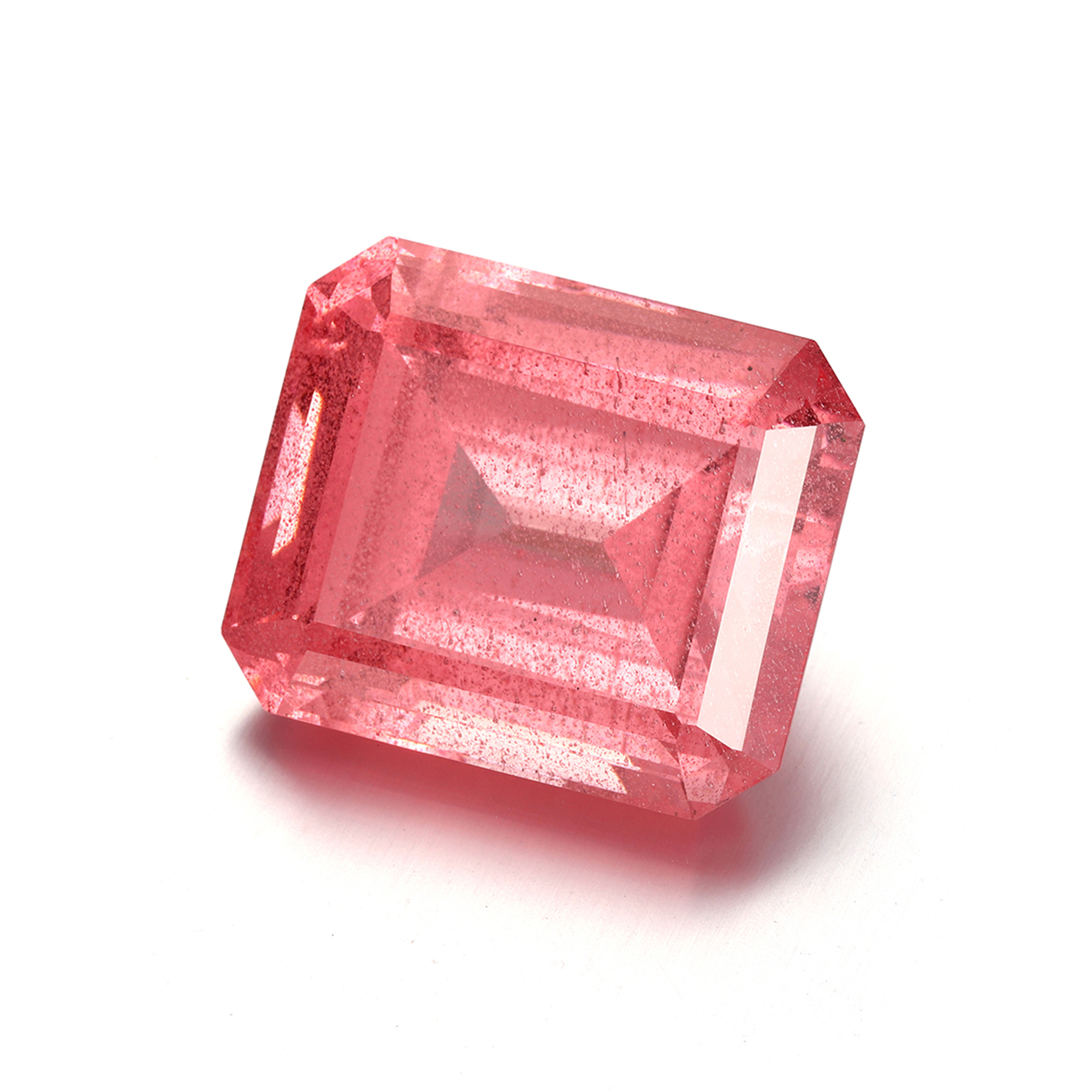158Carat Emerald Cut Lab Grown Pink Padparadscha