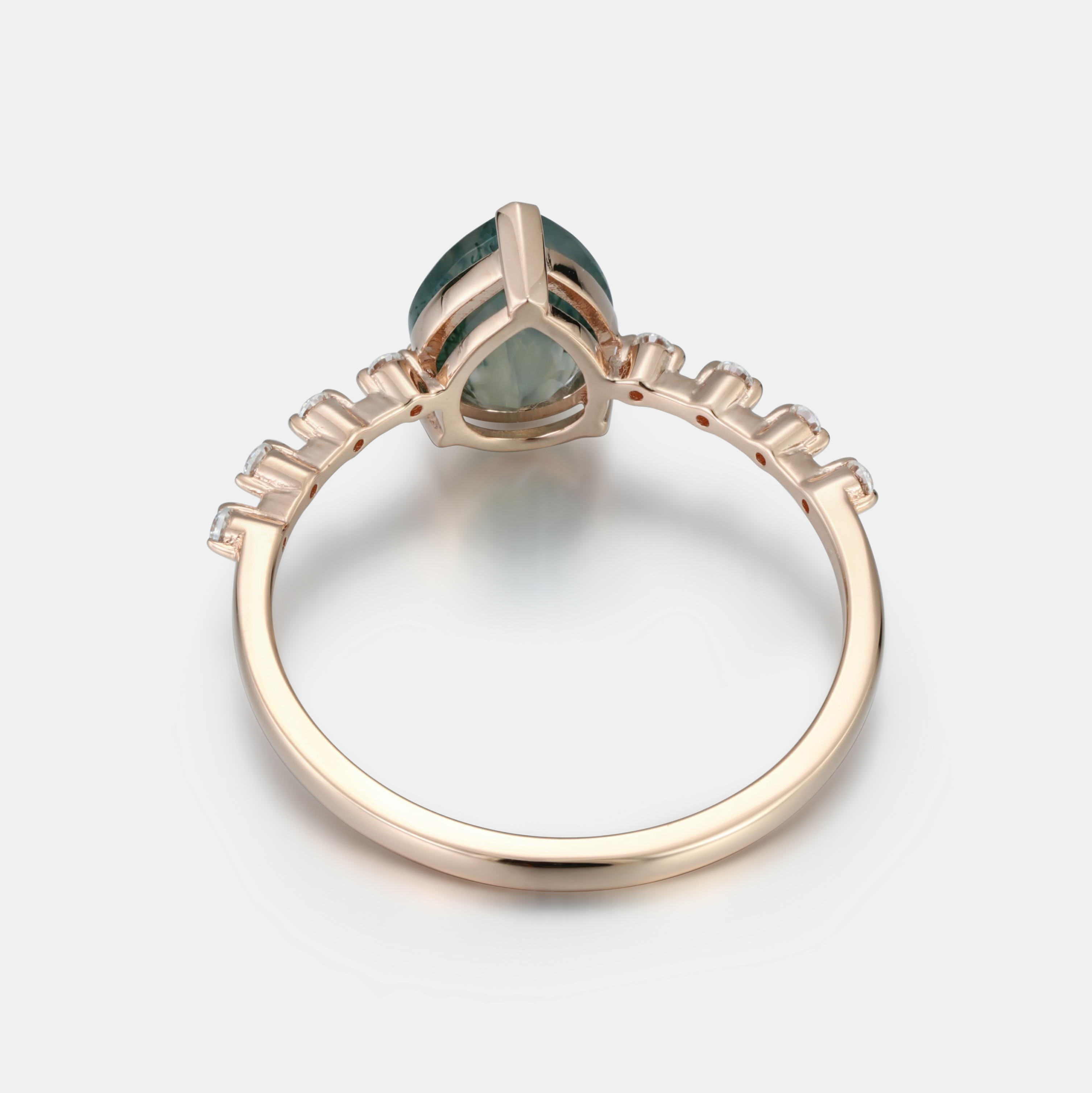 Lucky Eternal Canopy Pear Moss Agate Engagement Ring in  Rose Gold