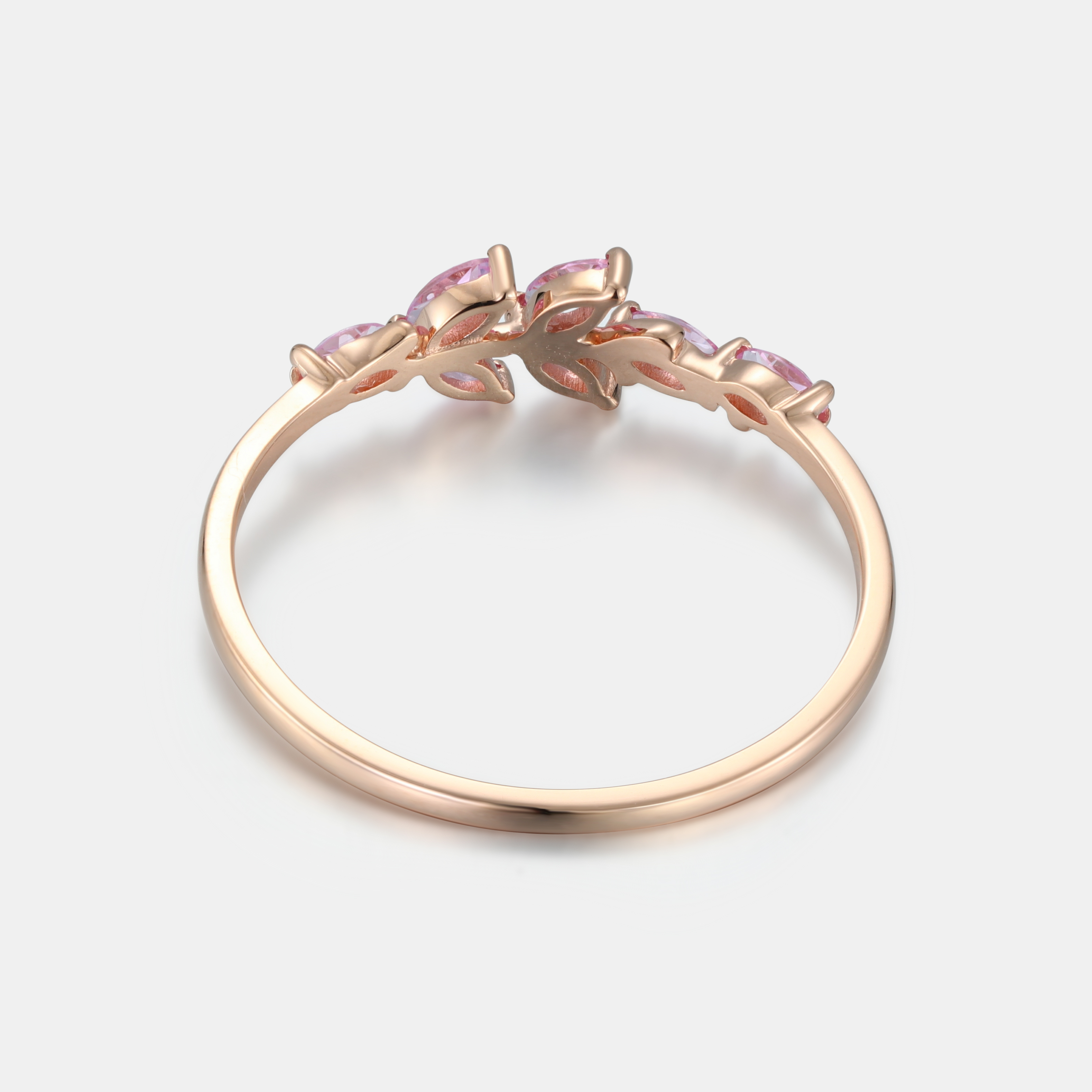 Lucky Gemstones | Marquise Lab Grown Pink Sapphire Wedding Band | Sapphire Cluster Rose Gold Band | Natural -Inspired Design