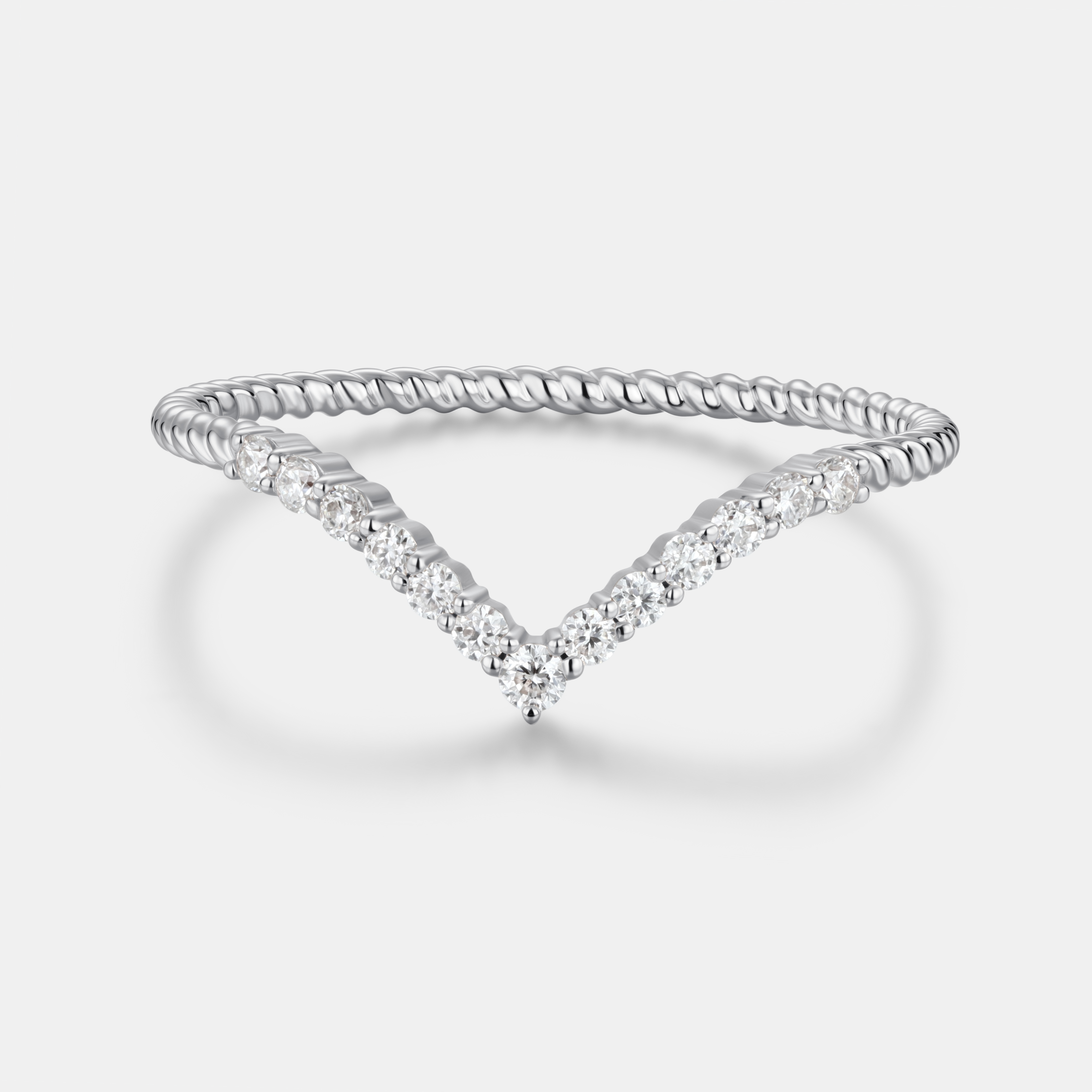 Lucky Gemstones | Round Cut Moissanite Curved Wedding Band | Delicate Rose Gold Twisted Band for Her | Minimalist Design