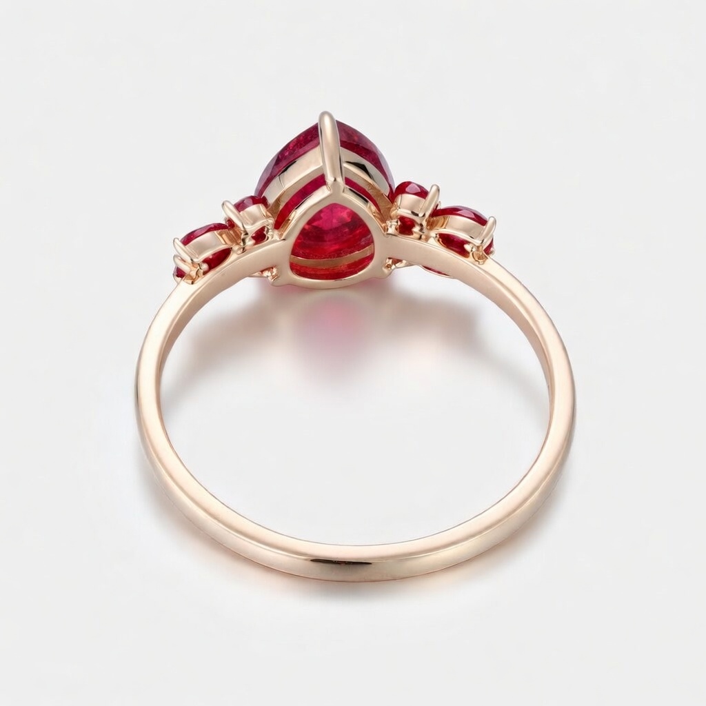 Lucky Gemstones Citrine | Pear-Shaped Lab Grown Ruby Ring | Surrounded by Lab Grown Ruby Leaves | Nature-Inspired Engagement Ring-GLR0019