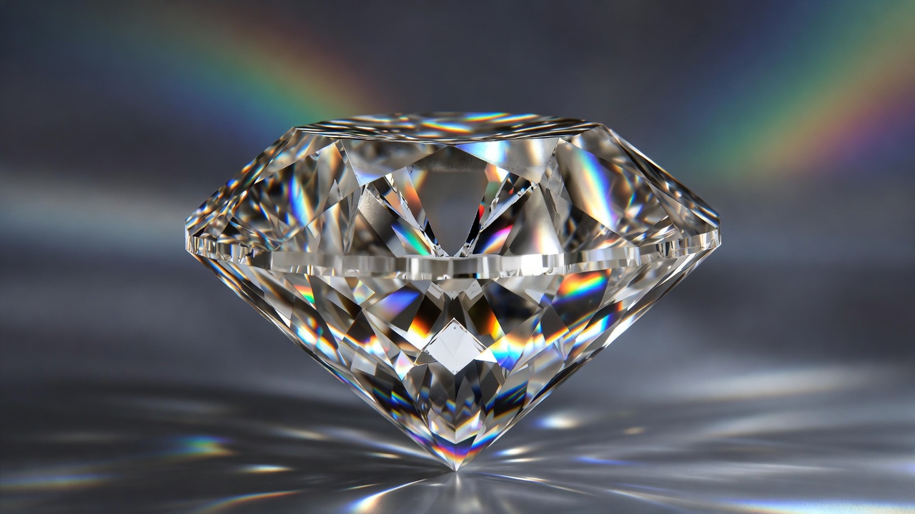 Brilliant round brilliant cut diamond sparkling with rainbow fire