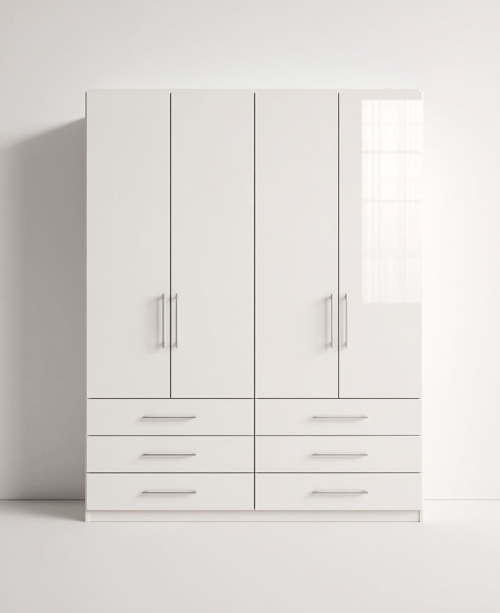 Armadio guardaroba 200x60x220 cm - bianco - per camera da letto - design moderno-Sofagethub