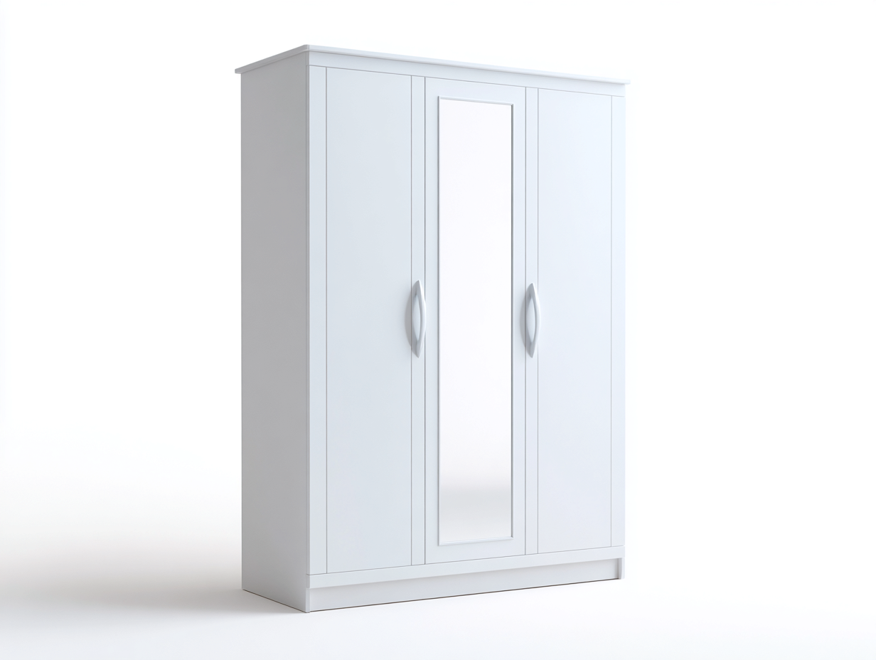 Armadio moderno con specchio 120x55x200 cm - Bianco - design essenziale per camera-Sofagethub