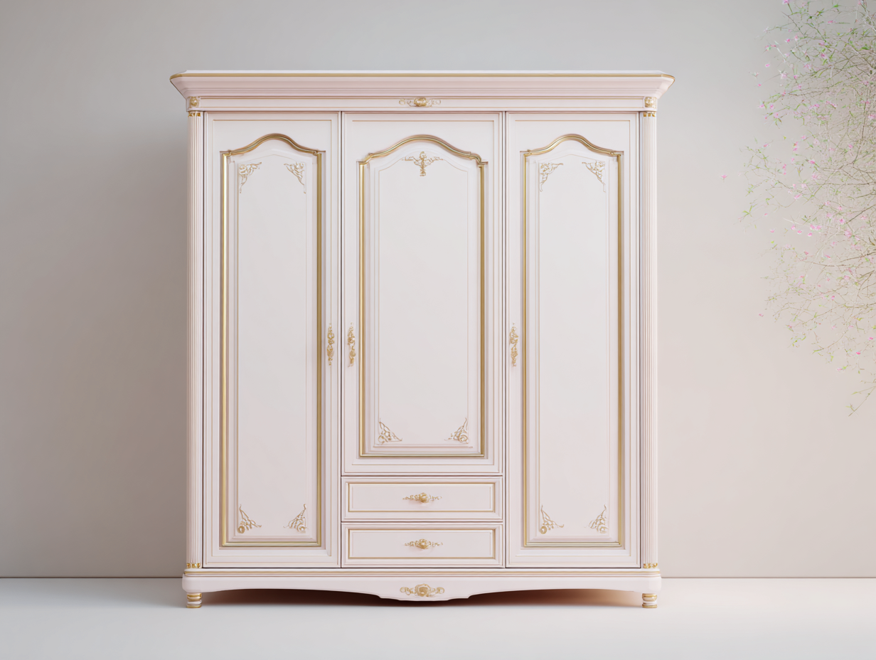 Armadio classico elegante 160x60x210 cm - Bianco-Oro - stile raffinato per camera-Sofagethub