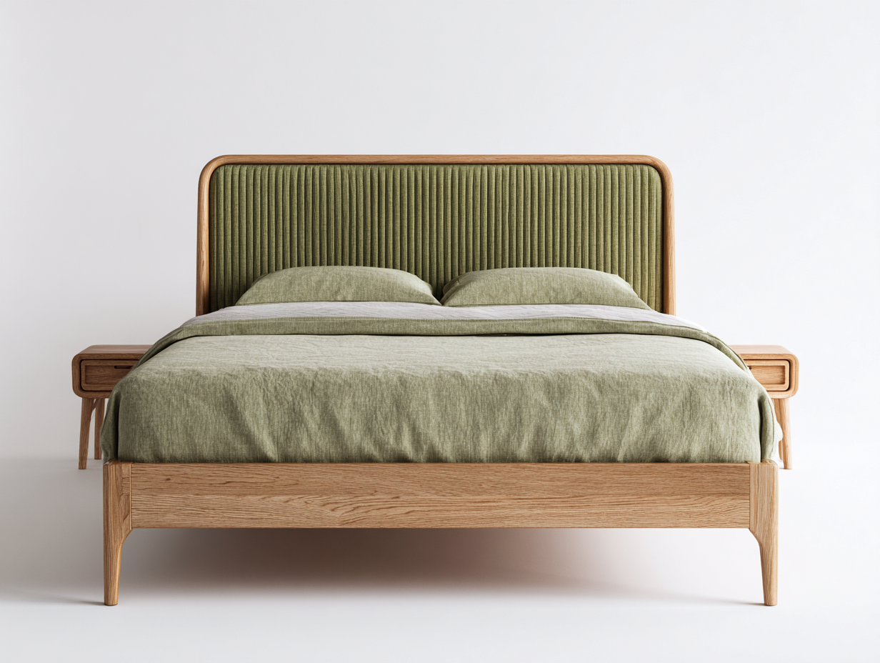 Letto matrimoniale 200x160x110 cm - marrone-verde - per camera da letto - design moderno-Sofagethub