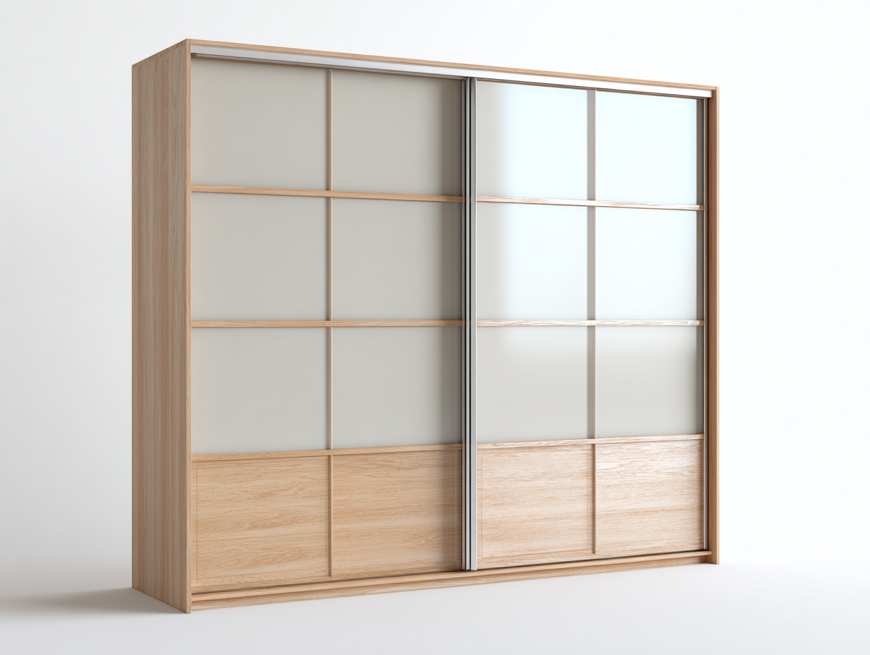 Armadio guardaroba in pannelli MDF 240x65x215 cm - naturale - design scorrevole moderno-Sofagethub