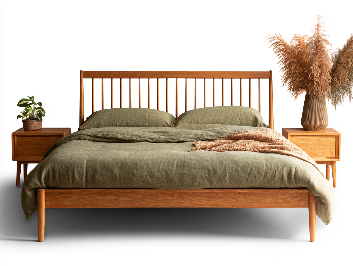 Letto matrimoniale in legno 200x160x95 cm - Legno naturale - Design moderno per camera da letto-Sofagethub