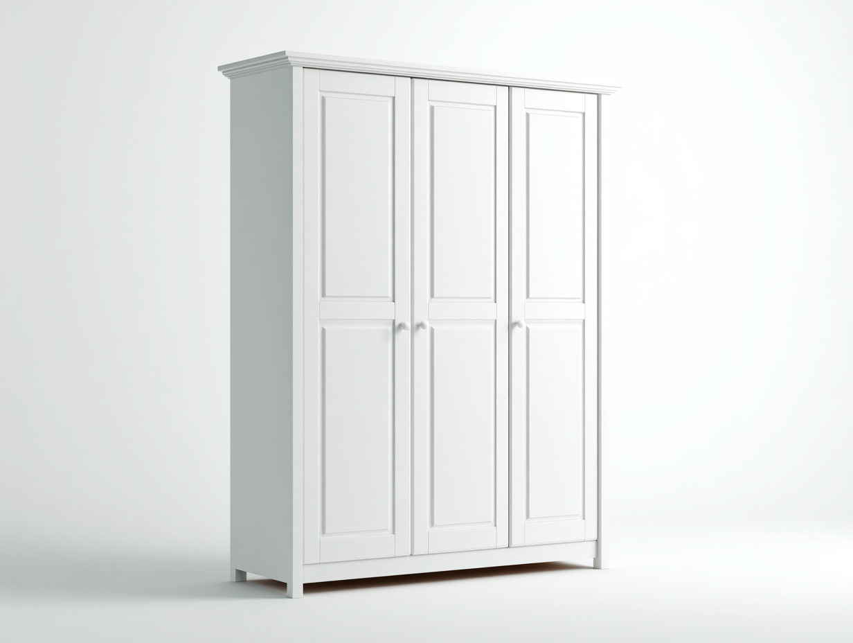 Armadio in legno 3 ante 180x55x200 cm - Bianco - Design classico per camera da letto-Sofagethub