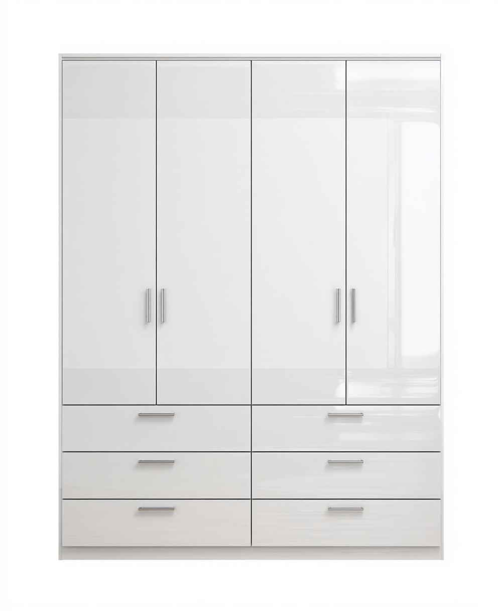 Armadio con ante battenti e cassetti 200x60x220 cm - bianco - design moderno per camera da letto-Sofagethub