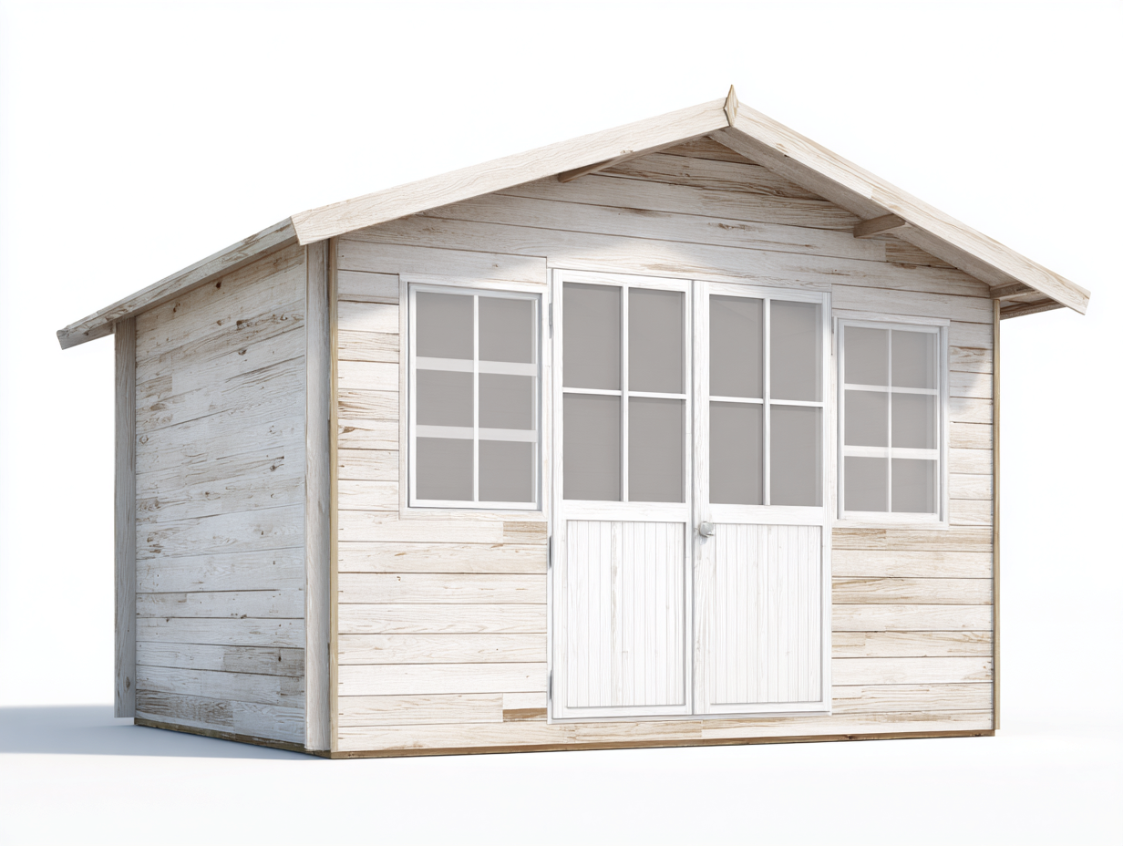 Casetta da giardino in legno 180x200x220 cm - Bianco-Legno naturale - stile naturale per esterno-Sofagethub