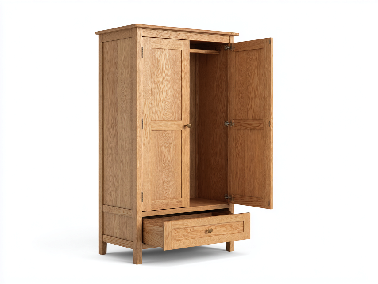 Armadio in legno naturale 90x55x190 cm - Legno naturale - stile classico per camera-Sofagethub