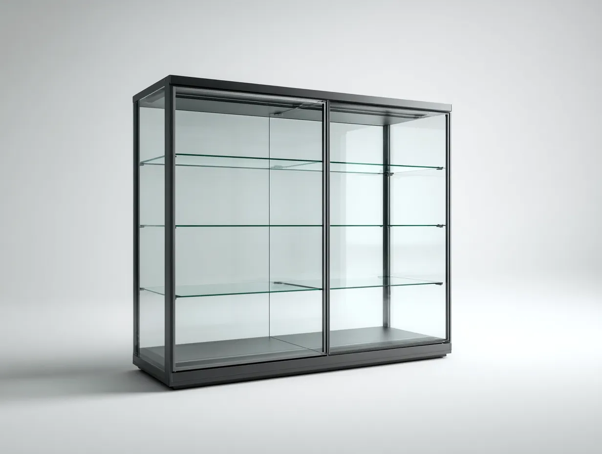 Vitrine-Glas-Metall-160x38x158 cm-Schwarz-modernes Design-Casagopad