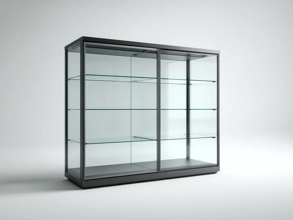 Vitrine-Glas-Metall-160x38x158 cm-Schwarz-modernes Design-Casagopad