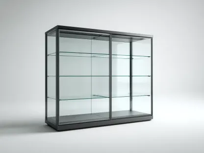 Vitrine-Glas-Metall-160x38x158 cm-Schwarz-modernes Design-Casagopad