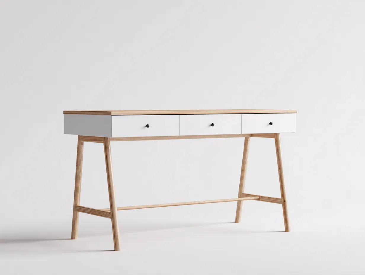 Schreibtisch-Holz-MDF-160x62x74 cm-Naturholz-Weiss-Modern-Casagopad