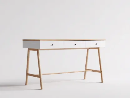 Schreibtisch-Holz-MDF-160x62x74 cm-Naturholz-Weiss-Modern-Casagopad