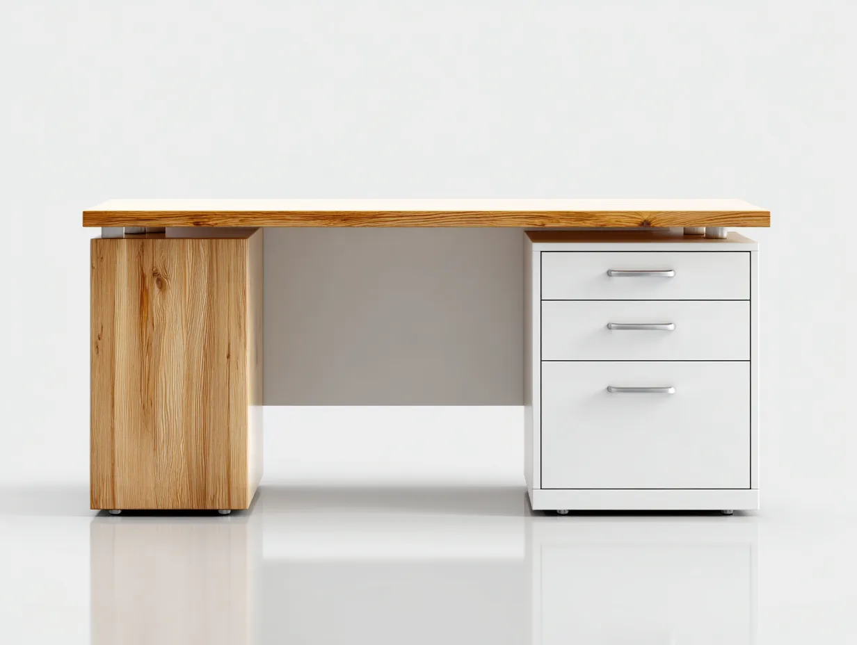 Schreibtisch-Holz-MDF-145x68x75 cm-Naturholz-Weiss-Modern-Casagopad